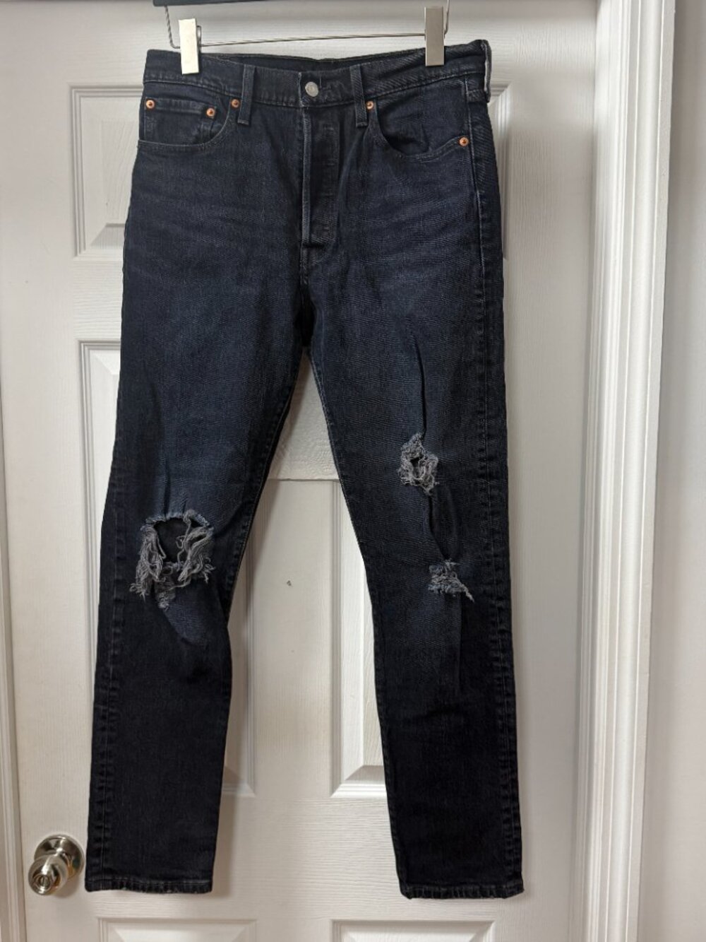 Levi's Premium 501 Skinny Women's W29 L30 Washed Black Charcoal Distressed jeans